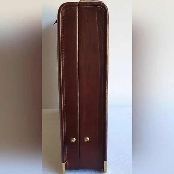 Vintage Genuine Leather Briefcase Attache Document Case - Picture 5 of 16